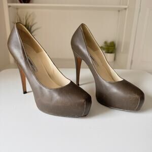 Brian Atwood Brown Leather Maniac Platform Pump Size 39/8.5-9